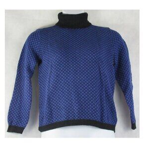 Karen Scott Women's Petite 100% Cotton Turtle Neck Tuck-Stitch Sweater, Blue, PM